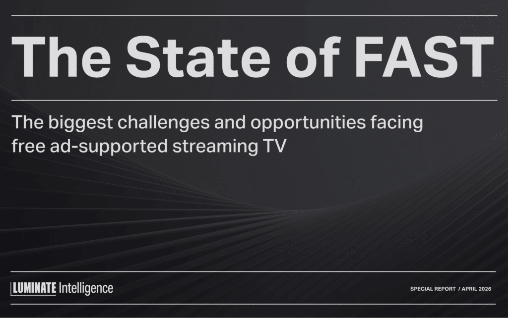 Black background with white text that says, "The state of fast."
